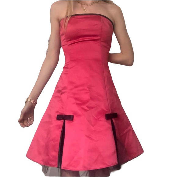 Vintage Jessica McClintock for Gunne Sax Hot Pink Strapless Dress - Size 7 - Picture 10 of 10